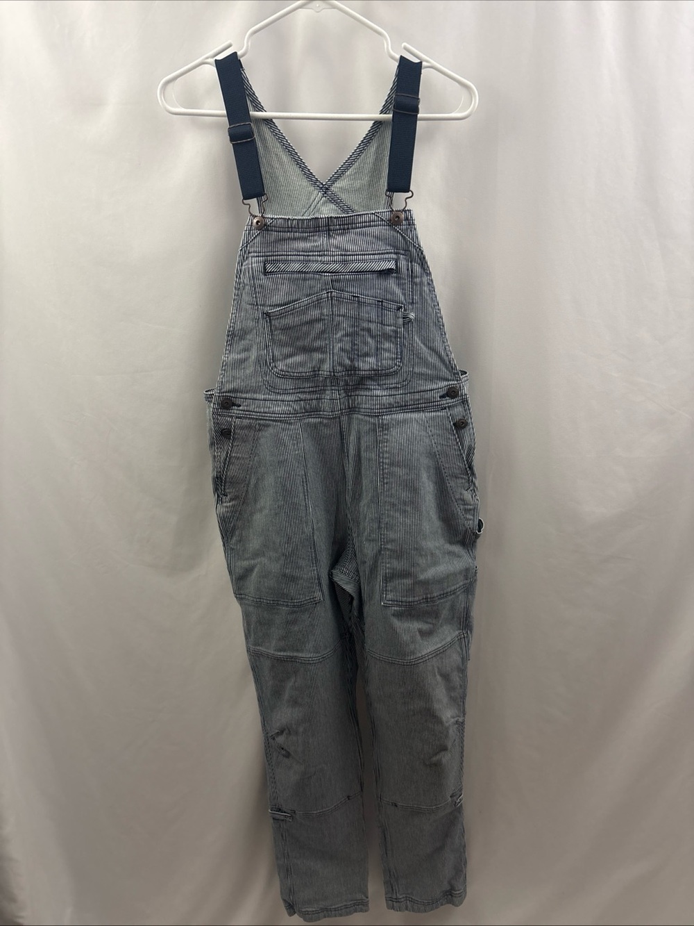 Duluth Trading Women's Hickory Blue White Striped Bib Overalls Sx31 Gardening - Picture 2 of 13